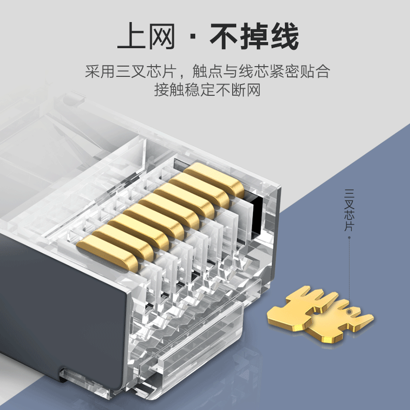 绿联NW110-超六类非屏蔽水晶头100个/盒