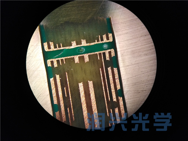 明暗场金相显微镜下的PCB板绿油和铜材