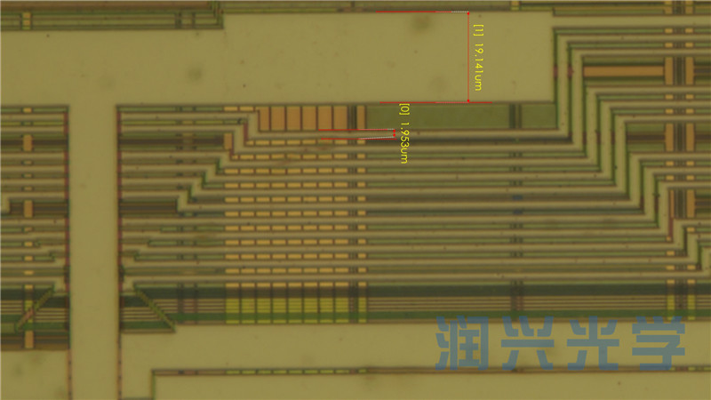 金相显微镜下的芯片测量和伤痕