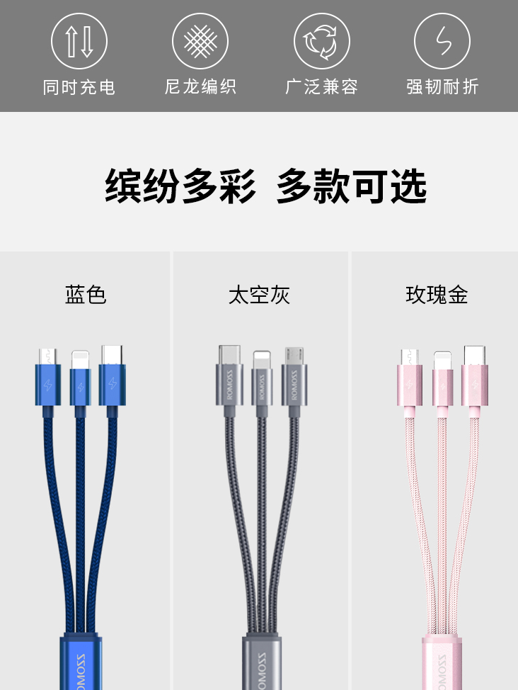 电源充电线苹果/安卓Type-C三合一手机电源线一拖三苹果/华为/小米/车载充电器快充1.5米 电源充电线苹果/安卓Type-C三合一手机电源线一拖三苹果/华为/小米/车载充电器快充1.5米