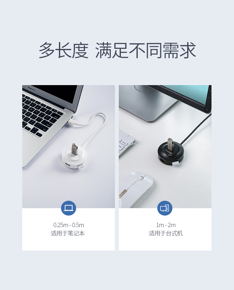 绿联30367-USB2.0 4口分线器 2米黑色