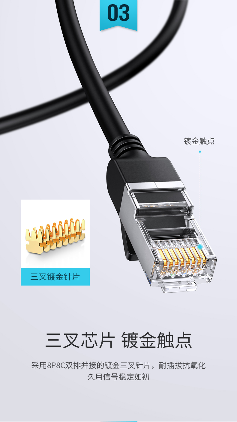 绿联NW102-六类网线 黑色 26AWG 铜包铝 8芯 8P8C 双绞线 非屏蔽 带十字架