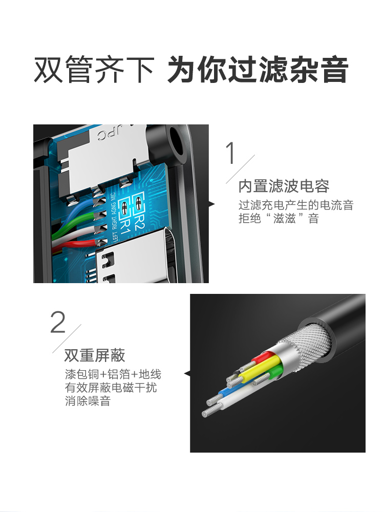 绿联50596-Type-C转3.5mm音频+Type-C母转换器