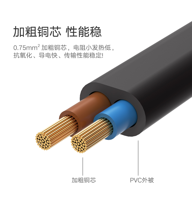 绿联40314-国标两插电源线 10A 黑色 2米