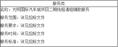 光明國際汽車城項目二期統(tǒng)租清租輔助服務