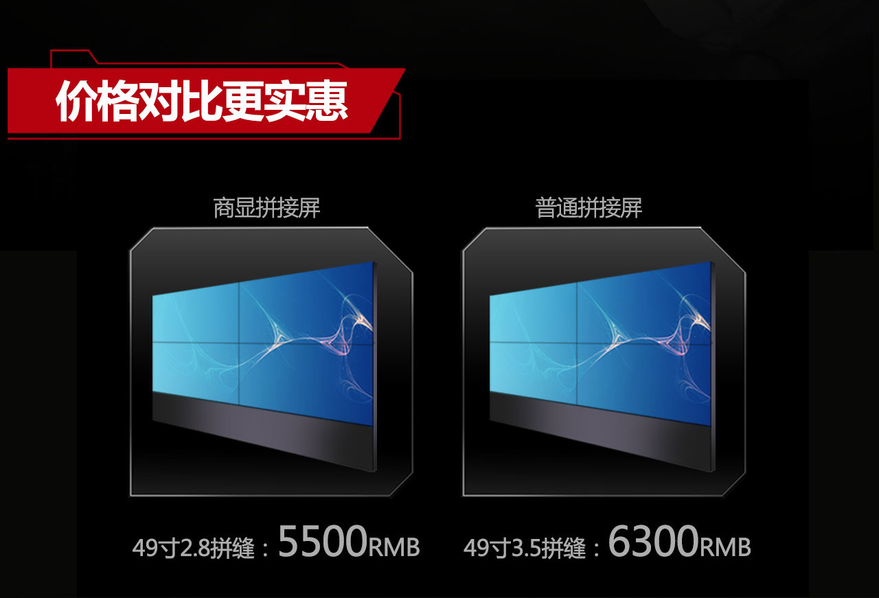 富泰尔- G系列49寸液晶拼接屏2.8mm四块屏商显专用拼接屏