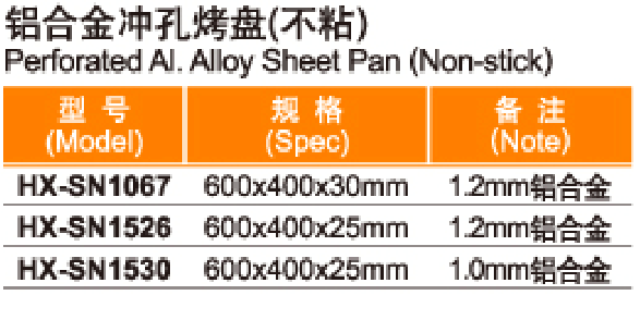 Perforated Al.Alloy Sheet Pan(Non-stick)铝合金冲孔烤盘（不粘）