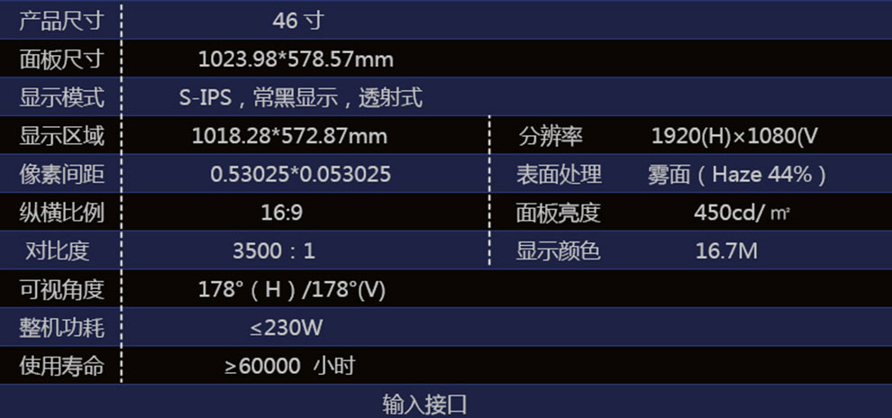 46寸液晶拼接單元（低亮）LCD背光拼縫5.5mm