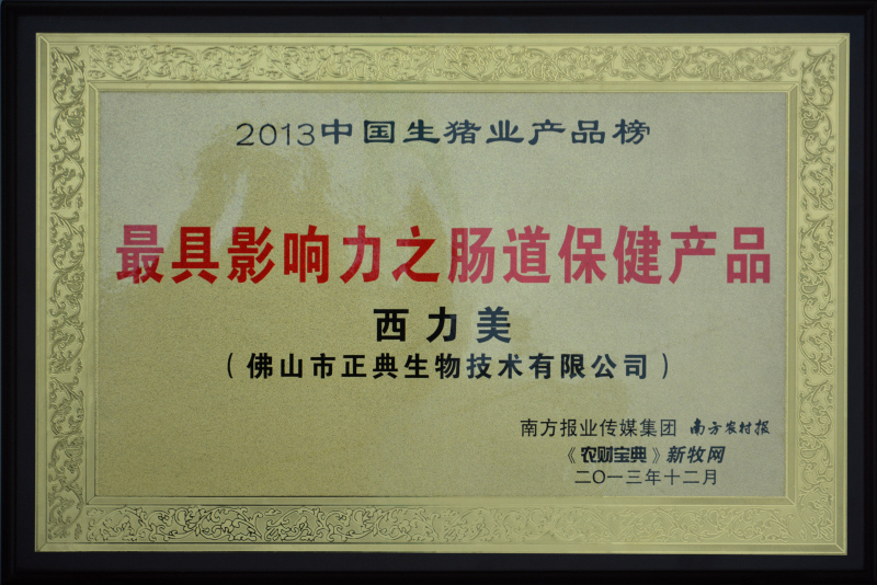 2013中国生物业产品榜－最具影响力之肠道保健产品－西力美