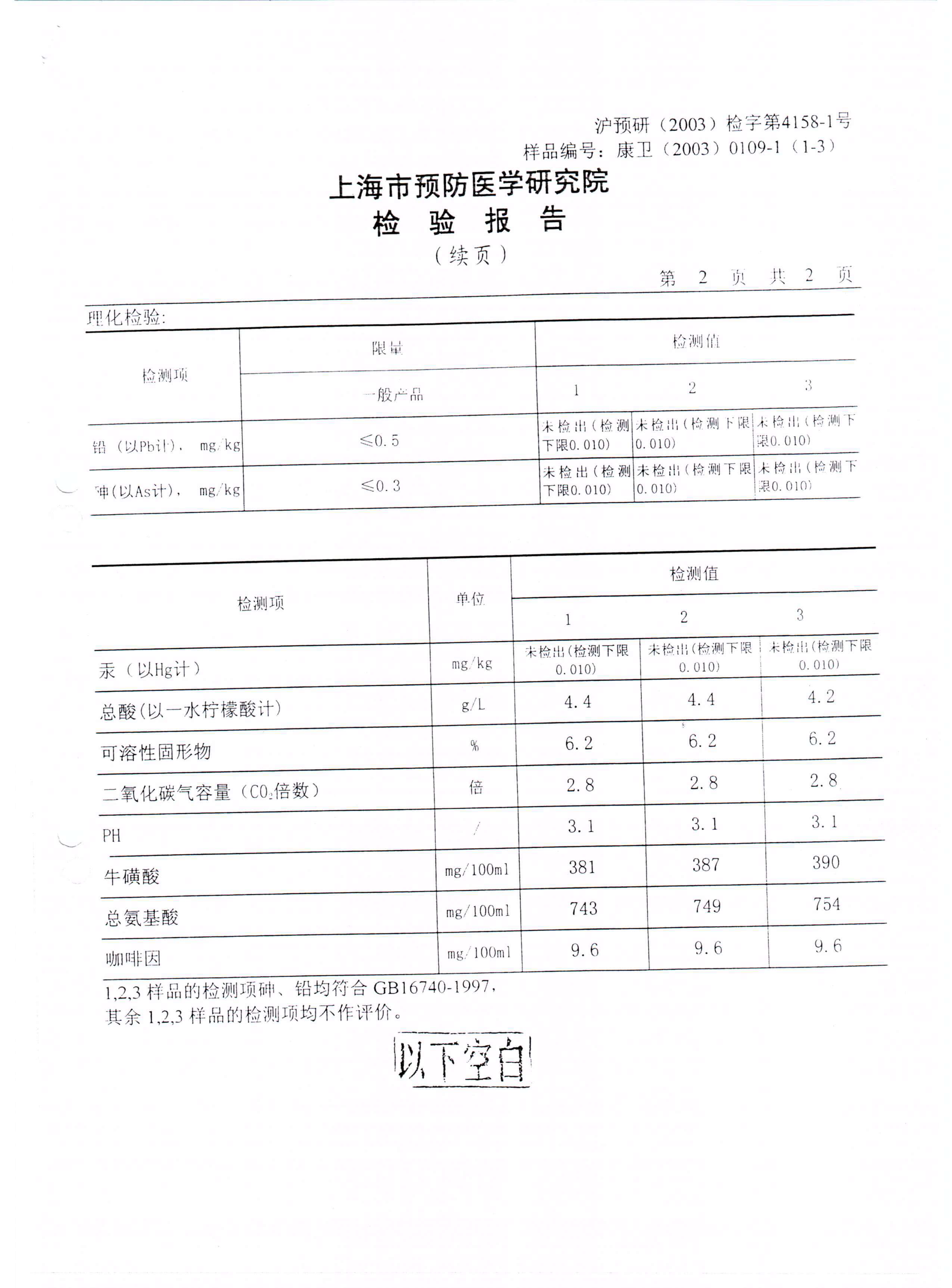 日加满饮品（小绿瓶）卫生学及功效成分检测报告