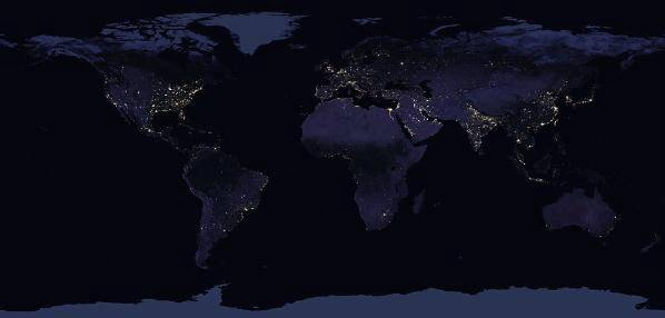 美国国家航空航天局公布地球灯光夜景图