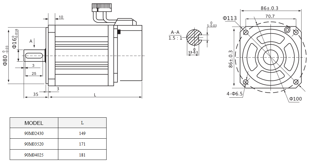 90 series AC servo motor 