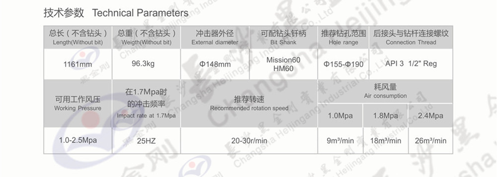 HM60A1  高风压潜孔冲击器