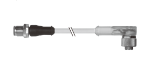M12 圆形连接器 双端预铸线束-M12-M12 插针直出 插孔90°带LED