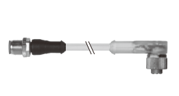 M12 圆形连接器 双端预铸线束-M12-M12 插针直出 插孔90°带LED
