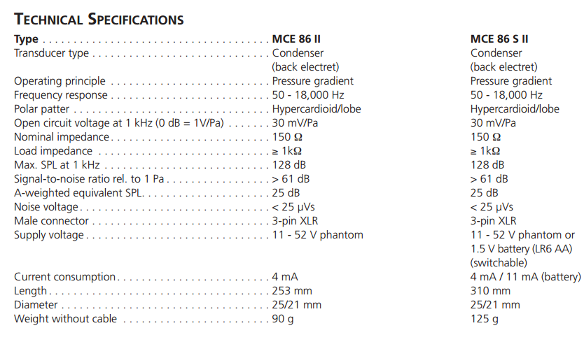 MCE86 II/ MCE 86 S II/ MCE 86 SII CAM