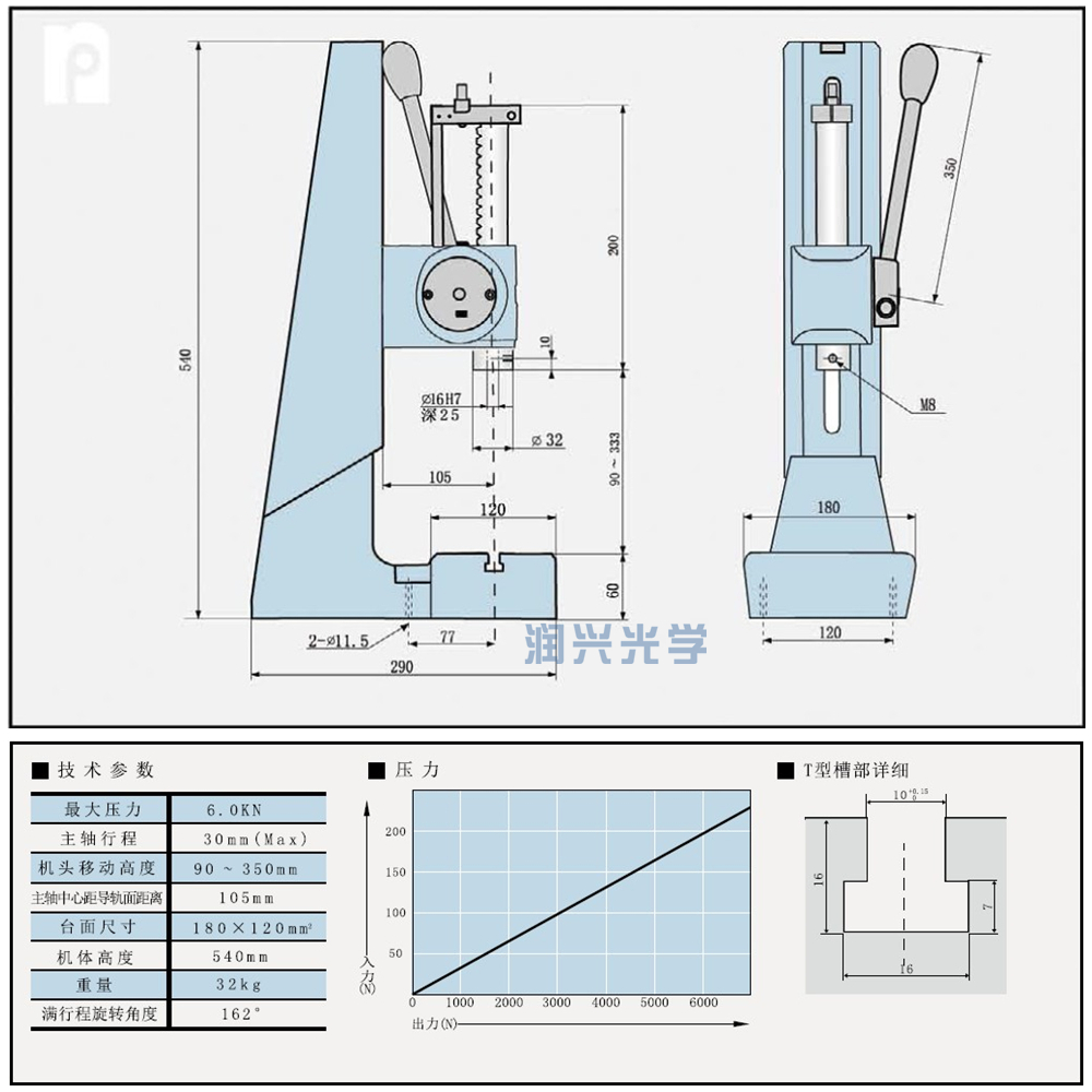 NH600齿轮齿条式手动压力机