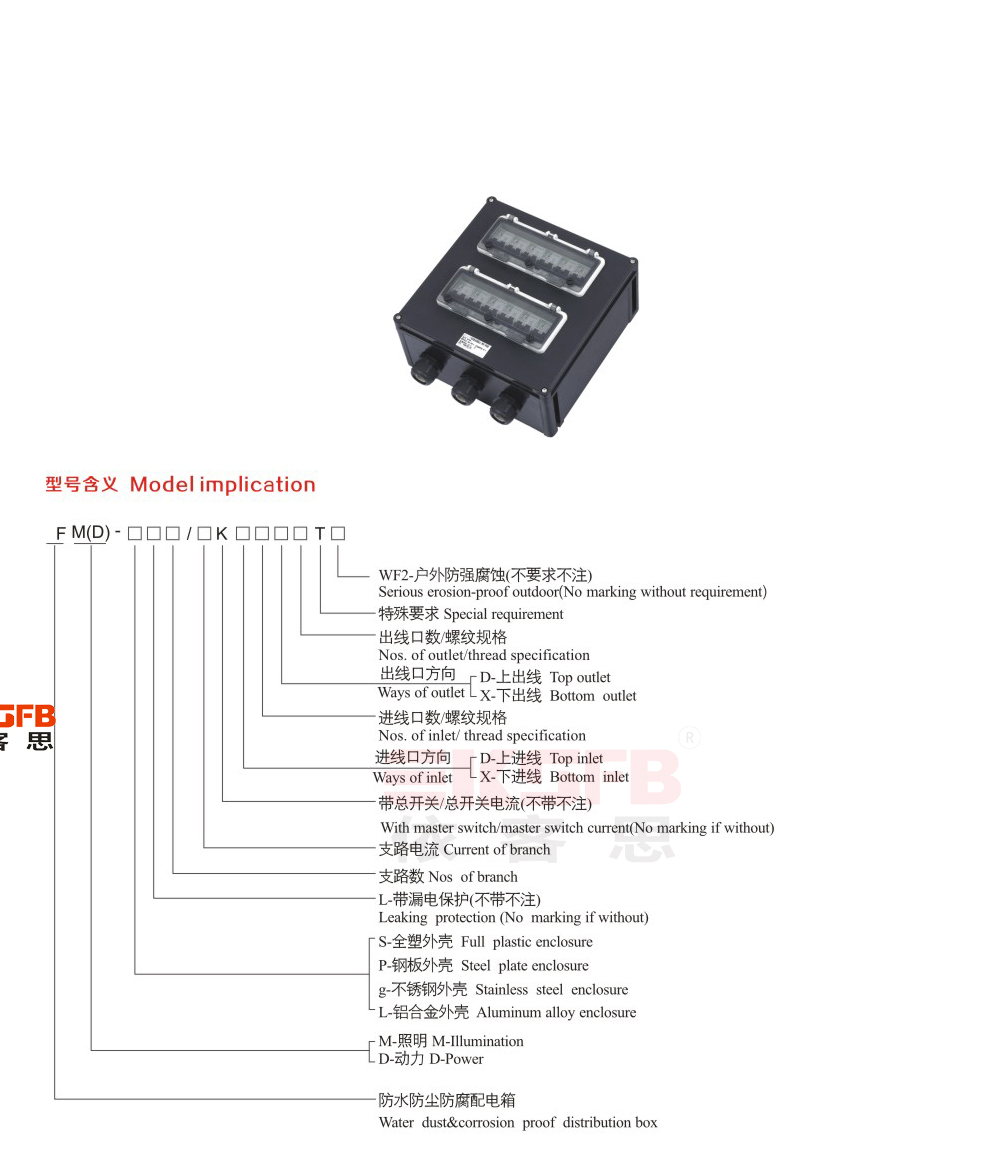 FM(D)-系列防水防塵防腐照明（動力）配電箱