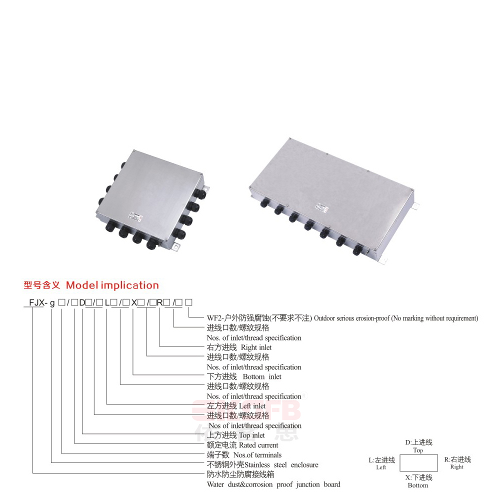 FJX-g系列防水防尘防腐接线箱（不锈钢外壳）