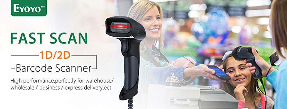QR Barcode Scanner Eyoyo Wired Handheld 1D 2D USB CCD Barcode Reader For Mobile Payment Computer Screen Scan