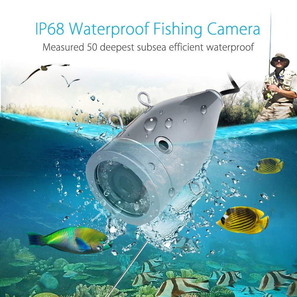 Eyoyo Portable 7 inch LCD Monitor Fish Finder Waterproof Underwater HD 1000TVL Fishing Camera (7 inch Infrared Lights(30m) + DVR)