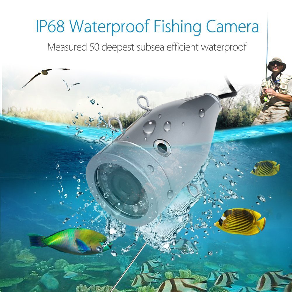 Eyoyo Underwater Fishing Camera Video DVR Recording Fish Finder 7 Inch LCD Monitor HD 1000 TVL Waterproof Camera Adjustable Infrared & White Light for Ice Lake Sea Boat Kayak Fishing 30m(98ft) Cable
