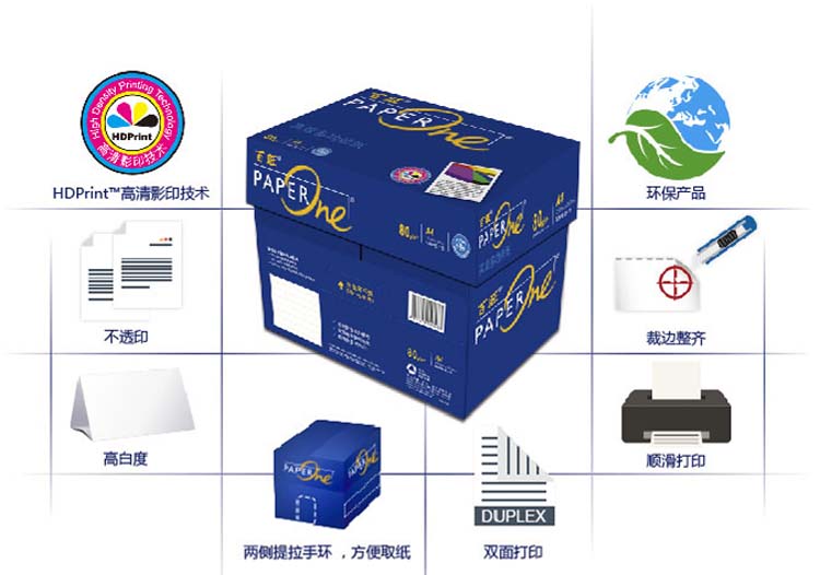 百旺（PAPERONE）A4 80克 复印纸 5包箱 蓝包装