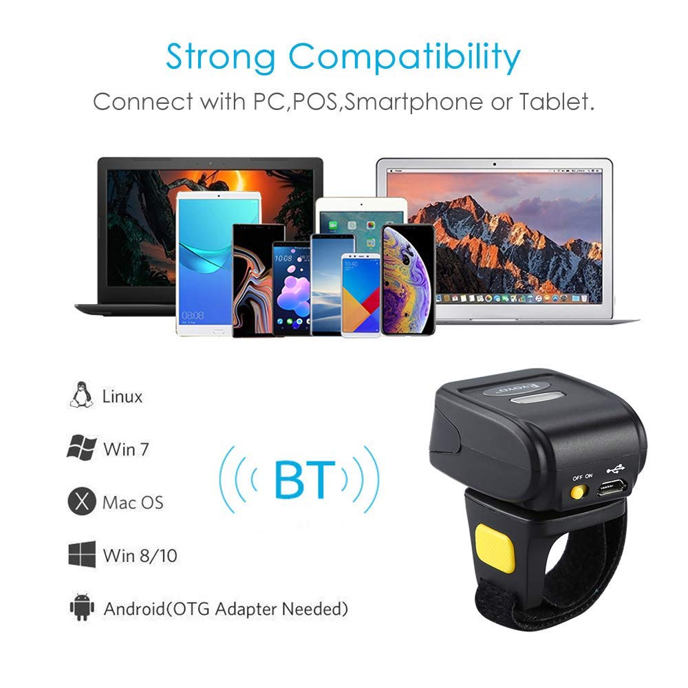 Bluetooth Barcode Scanner, Mini Barcode Reader, Lenvii Barcode Reader ,  Wireless Wired 1D,2D, QR-code Bar code Scanner