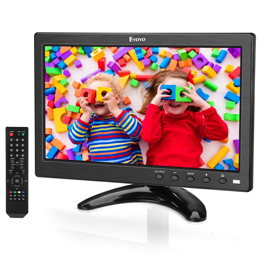 Eyoyo 10 inch Small TV Monitor HDMI Portable Kitchen TV, 1024x600 LCD Screen with TV/HDMI/VGA/AV-BNC/USB Input & Remote Control for Multi Application