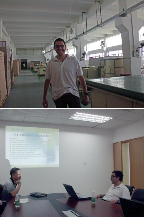 A friend from South America visiting EverExceed solar panel factory 
