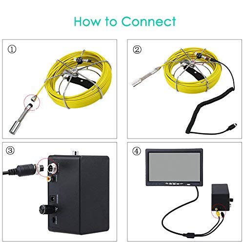 Eyoyo Pipe Pipeline Inspection Camera 50M/164ft Drain Sewer Industrial Endoscope Video Plumbing System with 7 Inch LCD Monitor 1000TVL DVR Recorder Snake Cam (Include 8GB SD Card)