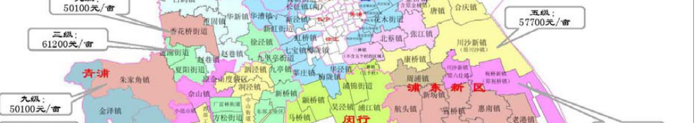 上海市征地土地补偿费标准（2017）