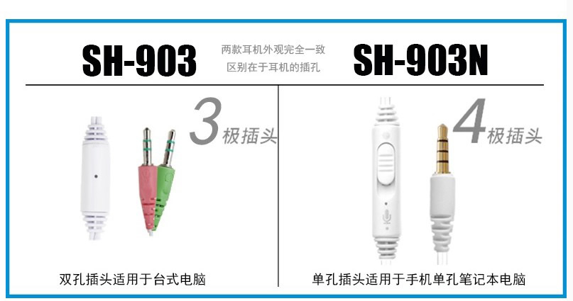 声丽 SH-903N单插头耳麦