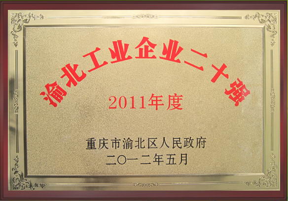 热烈祝贺我司获得渝北区2011年度“工业企业二十强”殊荣