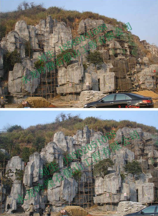 郴州京珠高速塑石假山护坡工程案例