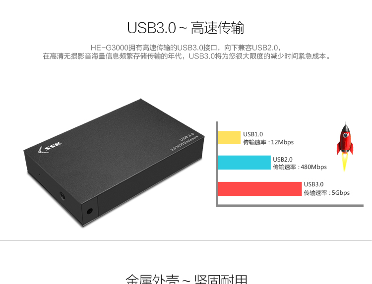 飚王（SSK）HE-G3000 3.5英寸移动硬盘盒
