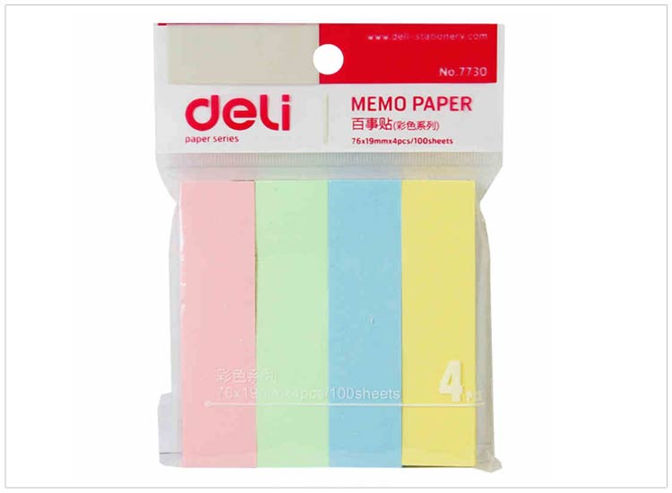 得力(Deli) 7730 四色N次贴\报事贴 76*19mm 四色/包