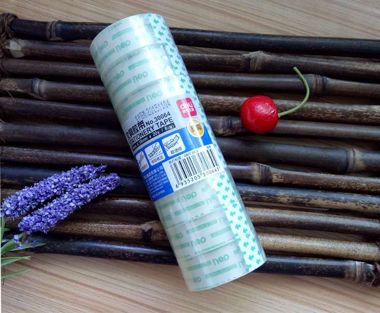 得力（Deli）30064 超透明文具胶带 18mm*20y 8个/筒