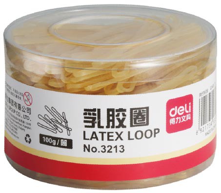 得力(Deli) 3213 优质橡皮筋/乳胶圈（筒装） 100克