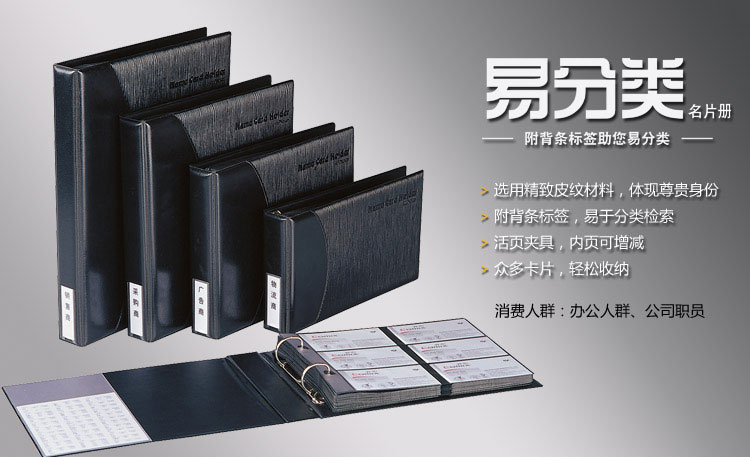 齐心（Comix）A1613 活页名片册（600张 4孔D型夹）