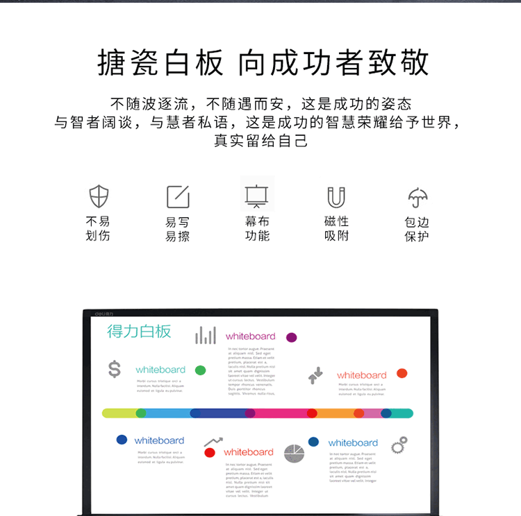 得力（deli）支架式白板150*90cm办公商务会议H型白板 可移动搪瓷写字板黑板7888