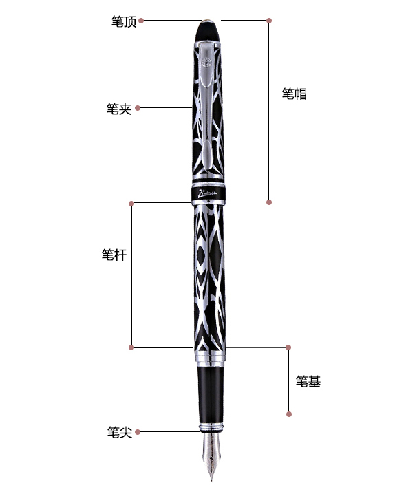 毕加索（pimio）901巴黎风情系列钢笔 0.5mm 白金银夹