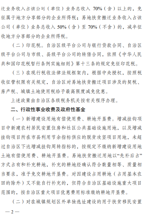 广西壮族自治区人民政府办公厅关于支持易地扶贫搬迁项目有关税费优惠政策的通知