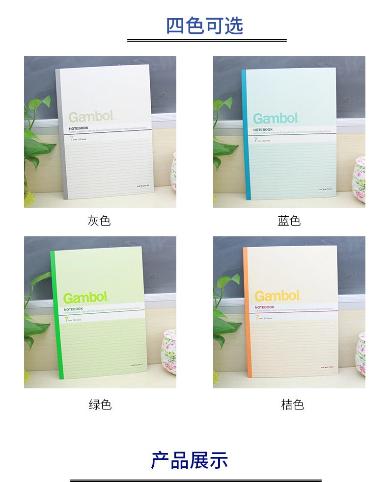 渡边（GAMBOL） G6407 无线装订胶装笔记本（B5/40页）单本