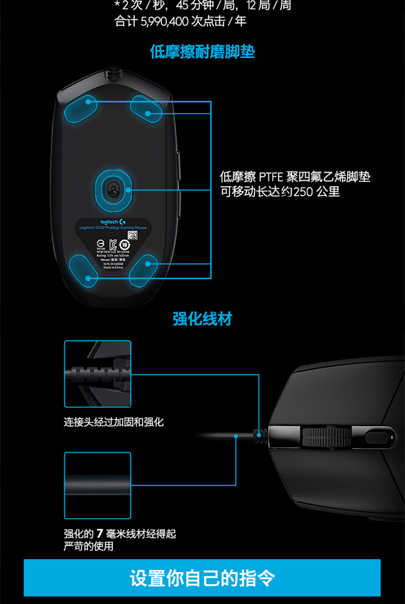罗技G102有线鼠标