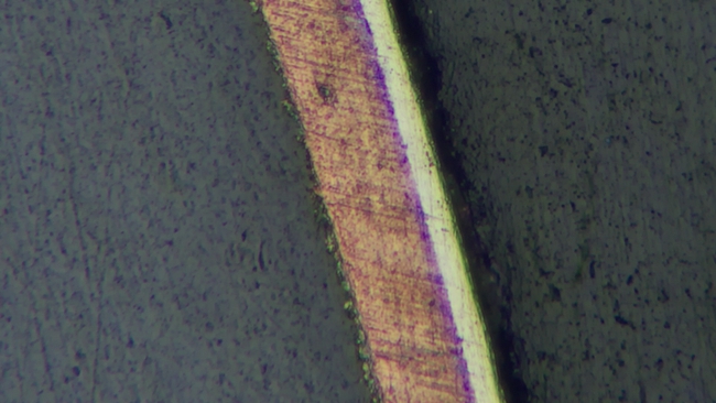 明暗场金相显微镜下线路板的绿油和镀层的测量