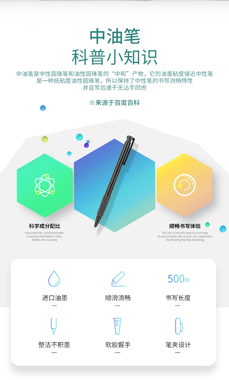 得力(deli)0.7mm英文专用中油笔圆珠笔 迷你头36支/盒DL-6546S蓝
