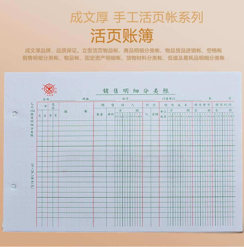 成文厚 乙式114 销售明细分类帐 16K 100张/本