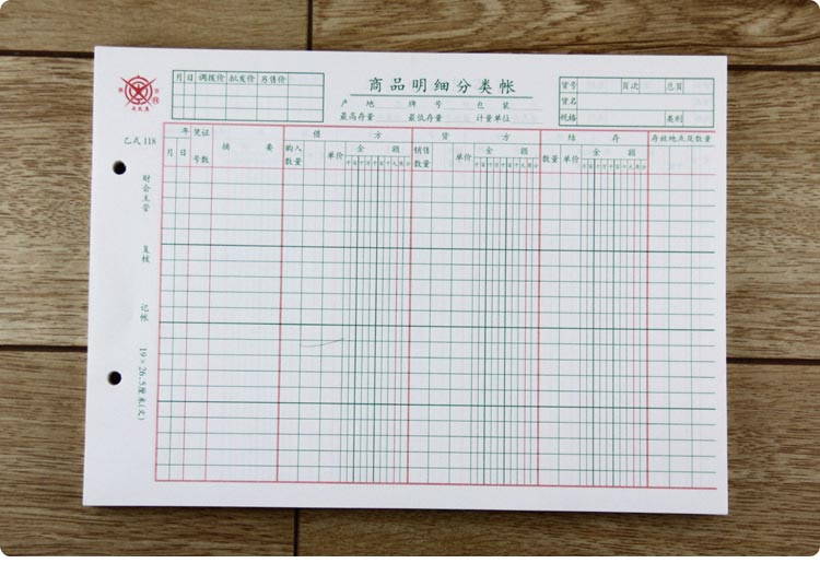 成文厚 乙式118 商品明细分类帐 帐页 16K
