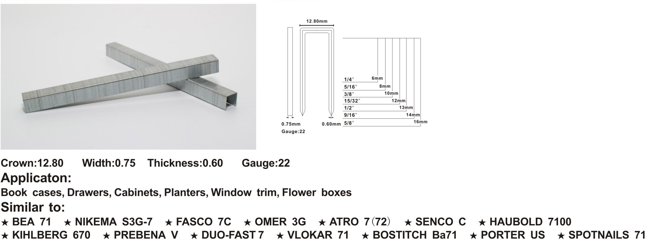 Fine Wire Staples 72/16 OR 30/13